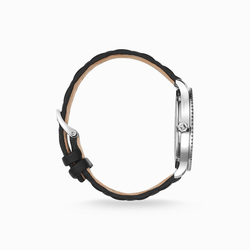 Black leather dress watch-null
