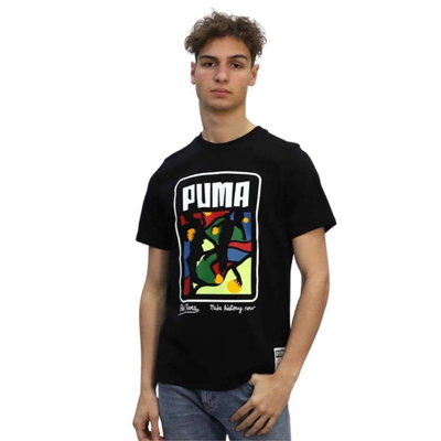 Puma harlem mens basketball tee, Black, medium