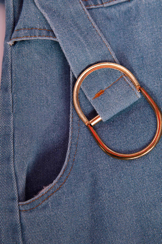 Belted denim jumpsuit-null