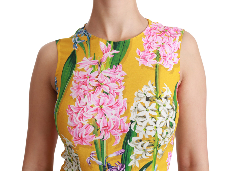 Yellow floral stretch top tank blouse-null