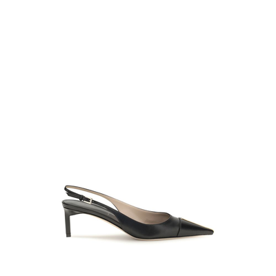 Black calf leather bos taurus mid heel pumps, Black, medium