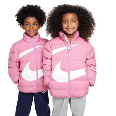 Nike little kids wrap swoosh debossed quilt jacket, Flamingo, medium