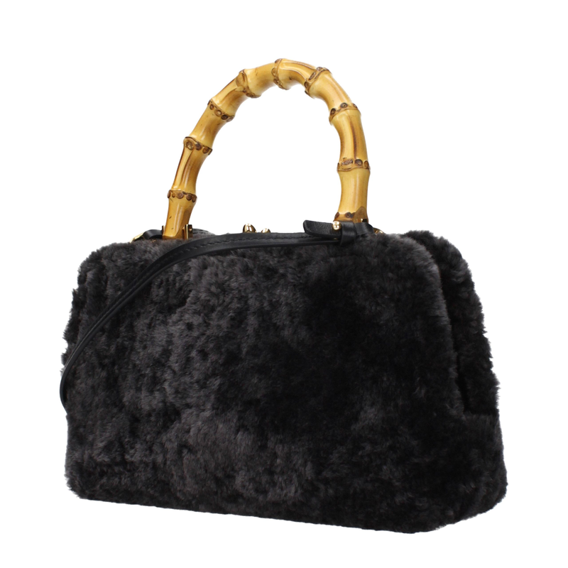 Black fur handbag-null