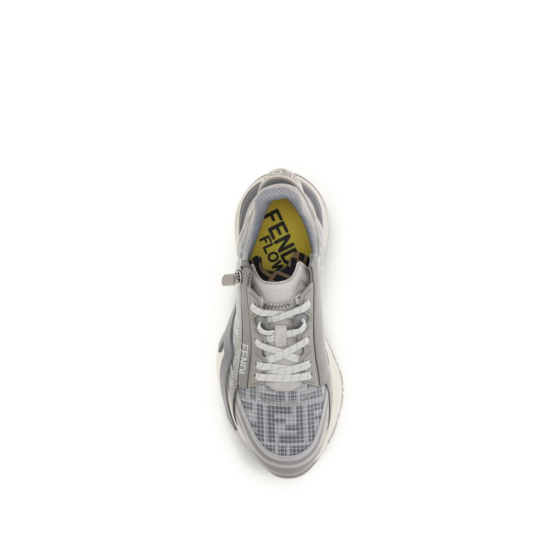 Gray polyester athletic sneakers-null