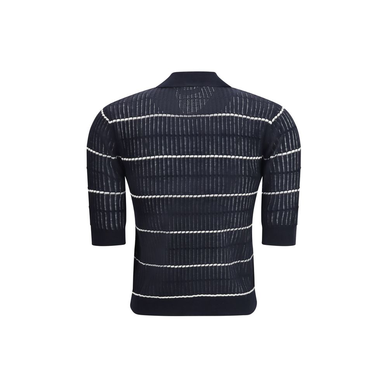 Blue silk polo shirt-null