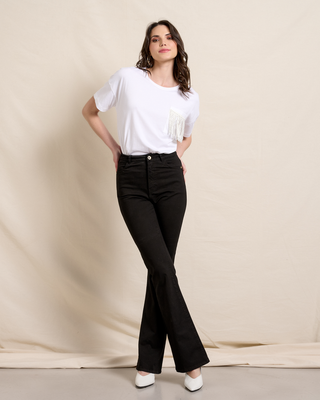 Trouser cotton flare leg