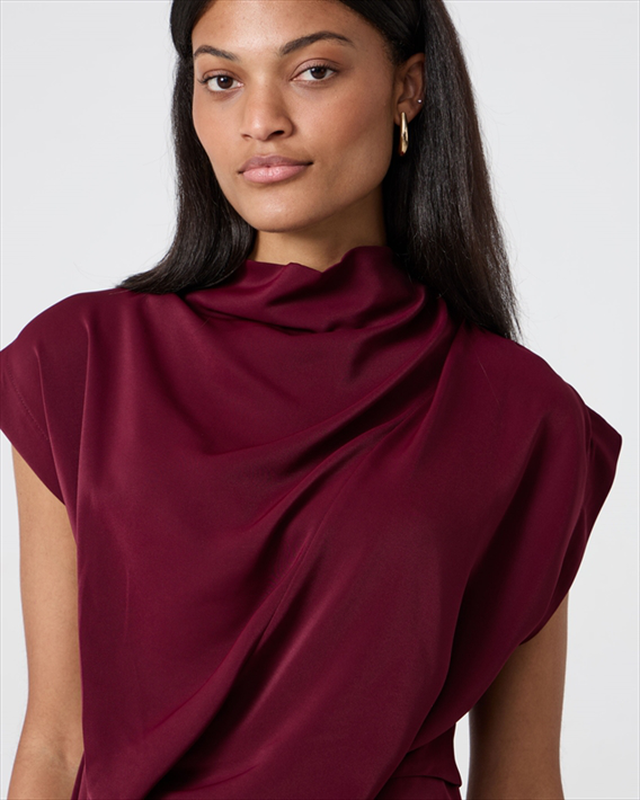 Blouse mock drapep neck image number null
