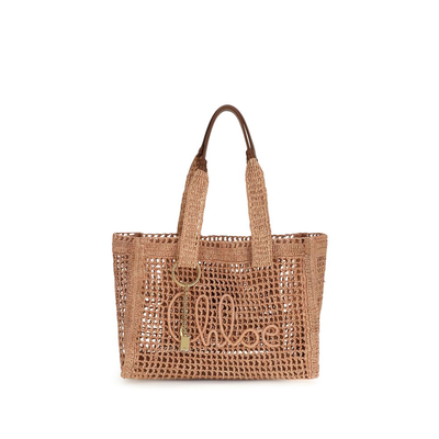 Beige raffia shoulder bag, Beige, medium
