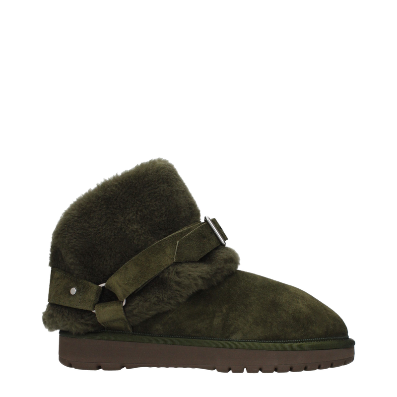 Green leather ankle boots-null