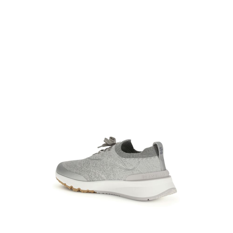 Gray cotton athletic sneakers-null