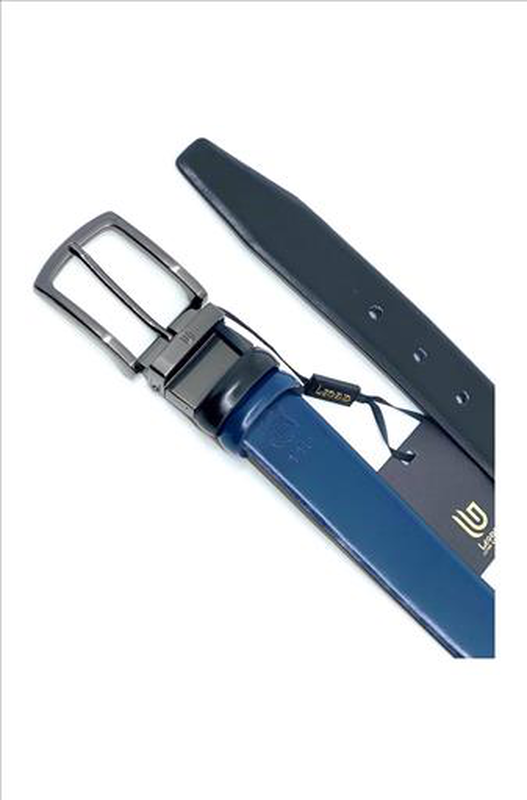 Reversible leather belt with contrast colour image number null