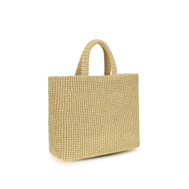 Beige raffia shoulder bag-null