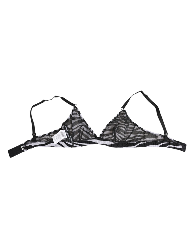 Black white zebra print sheer mesh bralette underwear-null