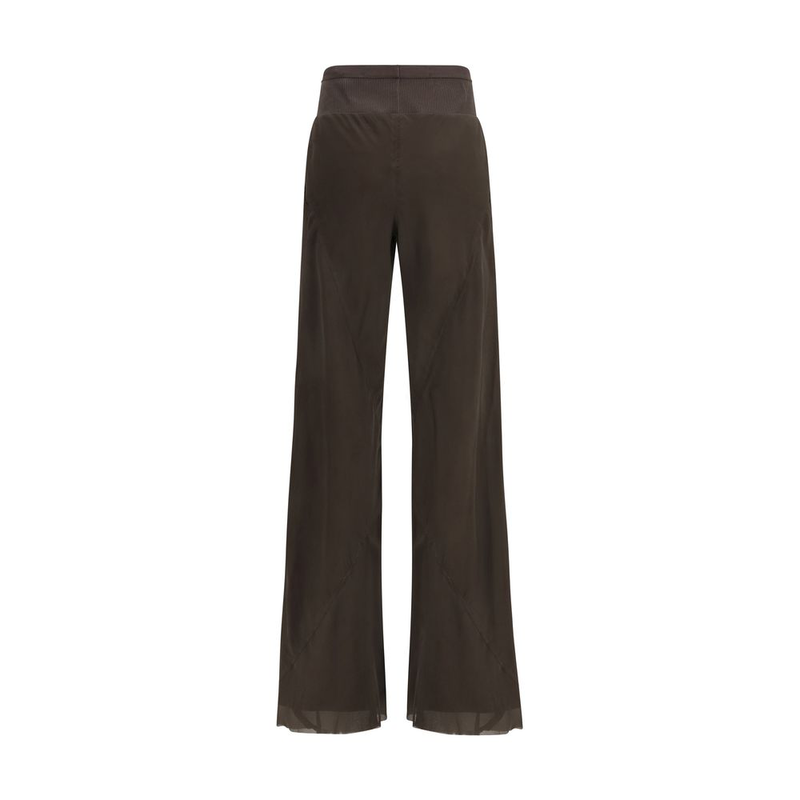 Brown silk casual pants-null