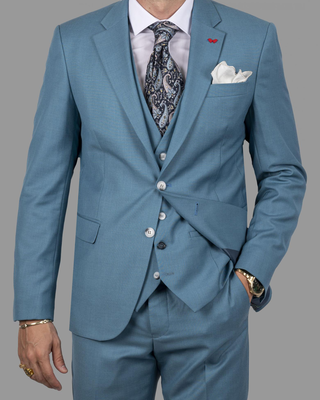 Dzine 3piece slim fit suit in patterned