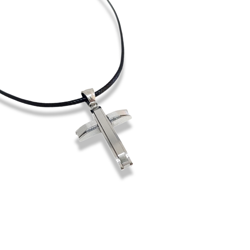 Product image: Necklace cross - stainless steel - rope stainless steel-null