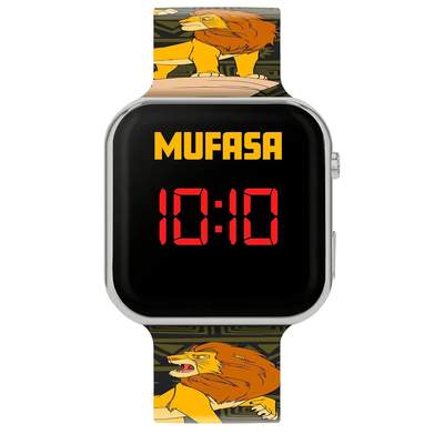 Lion king mufasa kids black silicone strap led digital watch, , medium