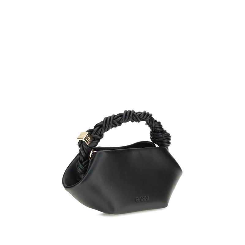 Black recycled leather shoulder bag-null