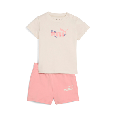 Puma minicats sandy adventures tee and short infants girls set beige 686286-87, Beige, medium
