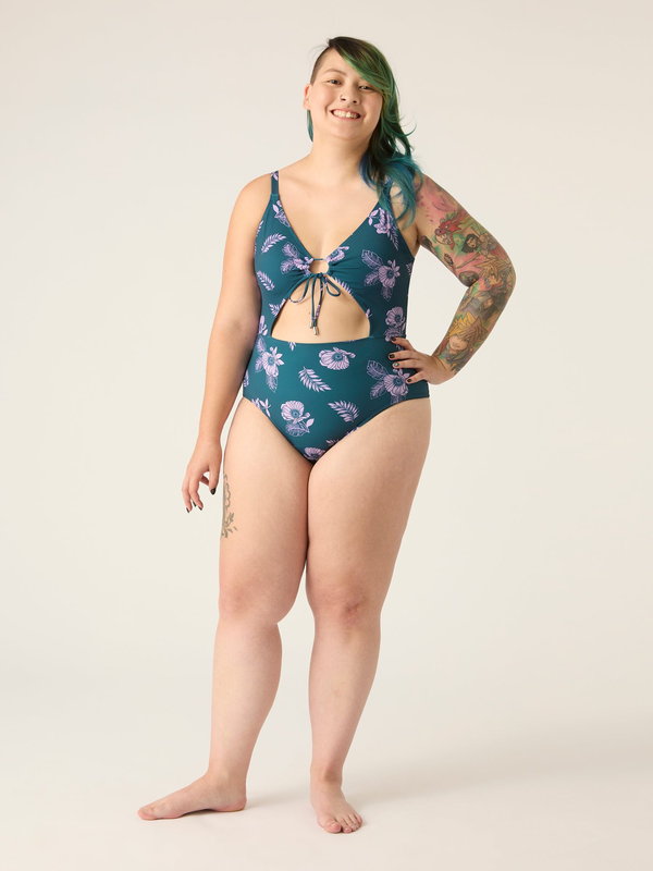 Swimwear tie front cut out one piece image number null