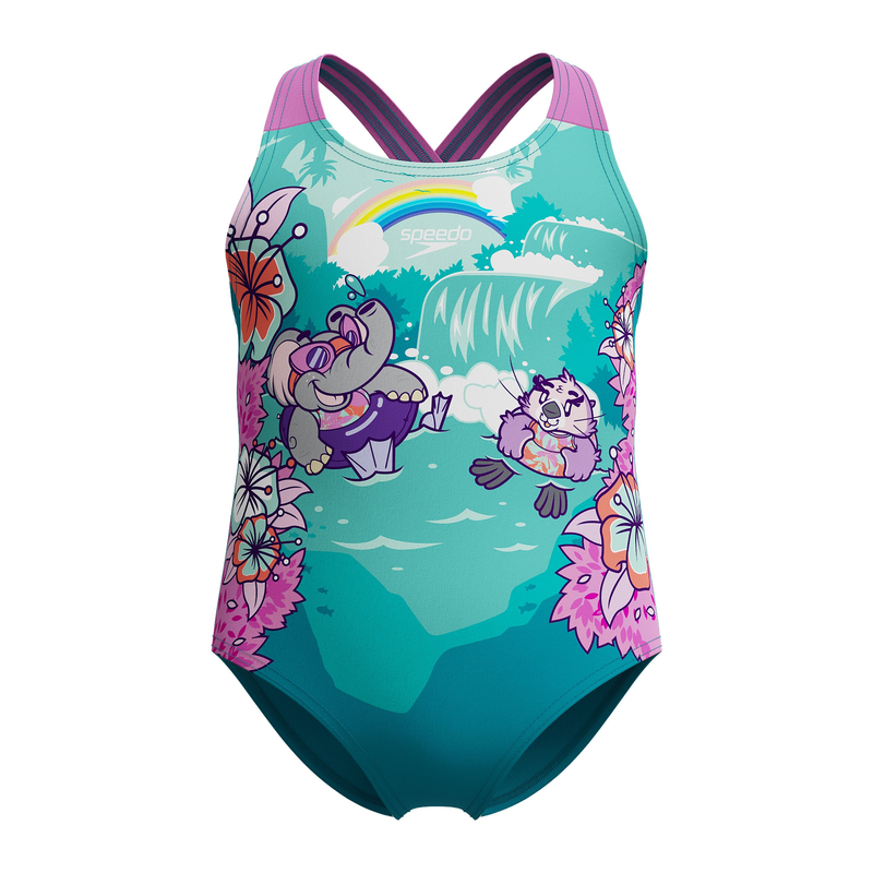 Speedo girl's learn to swim printed crossback-null