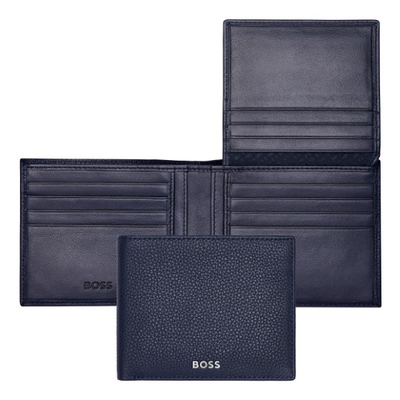 Boss wallet with flap classic grained navy