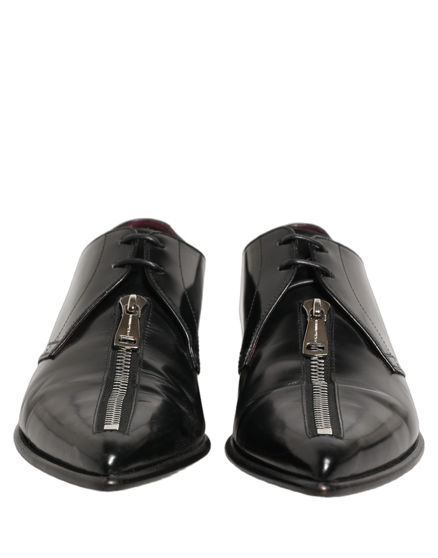 Black leather men derby dress formal shoes-null