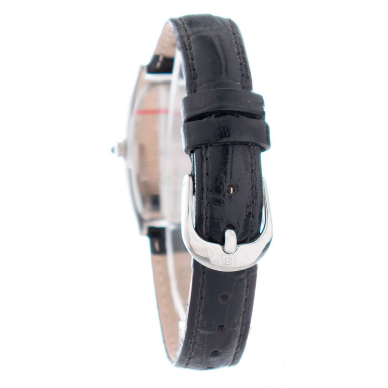 Black leather dress watch-null