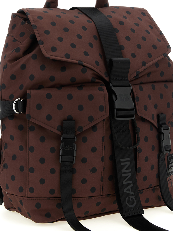 Brown recycled polyamide backpack-null