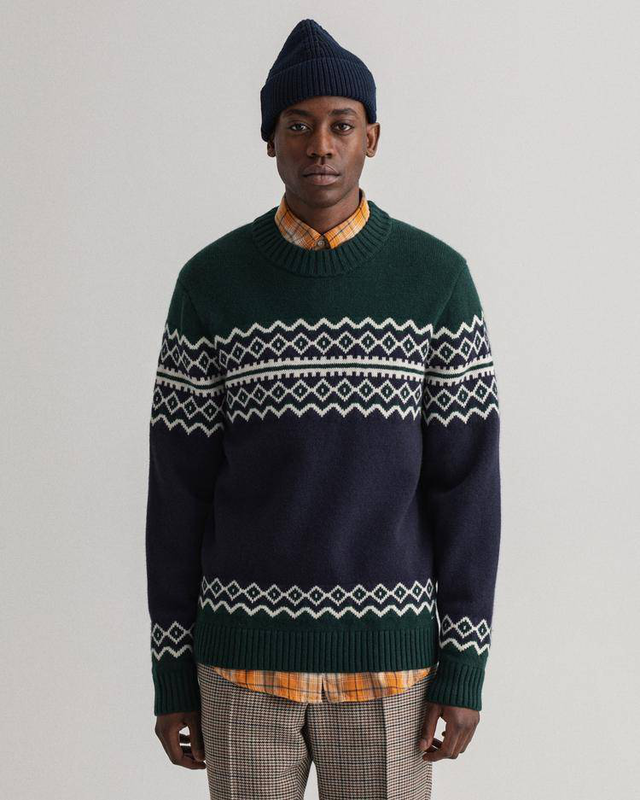 Holiday fair isle c-neck.evening blue.πλεκτο-null