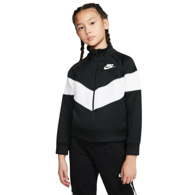 Girls heritage full zip jacket, Black / White, medium