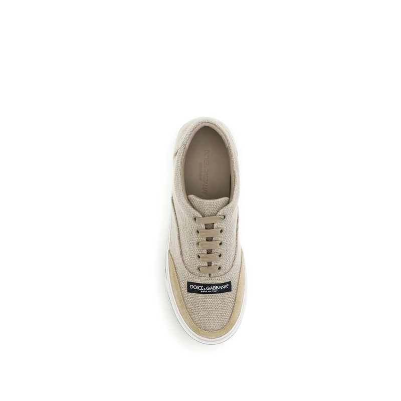 Beige linen low top sneakers-null