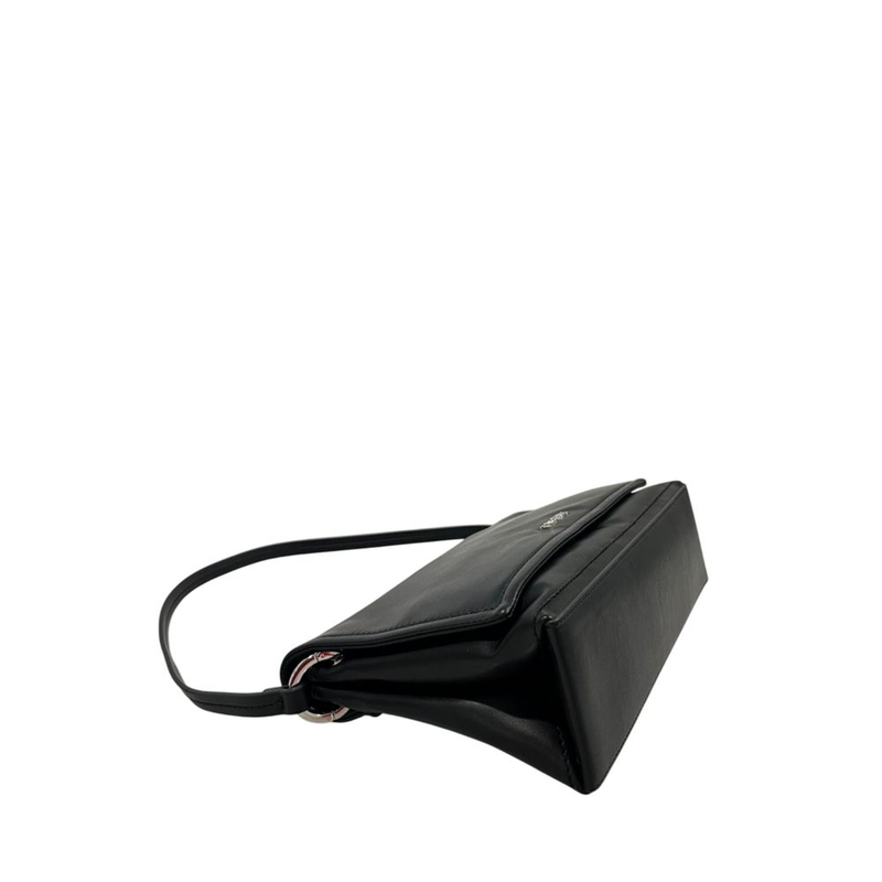 Black pu women shoulder bag-null