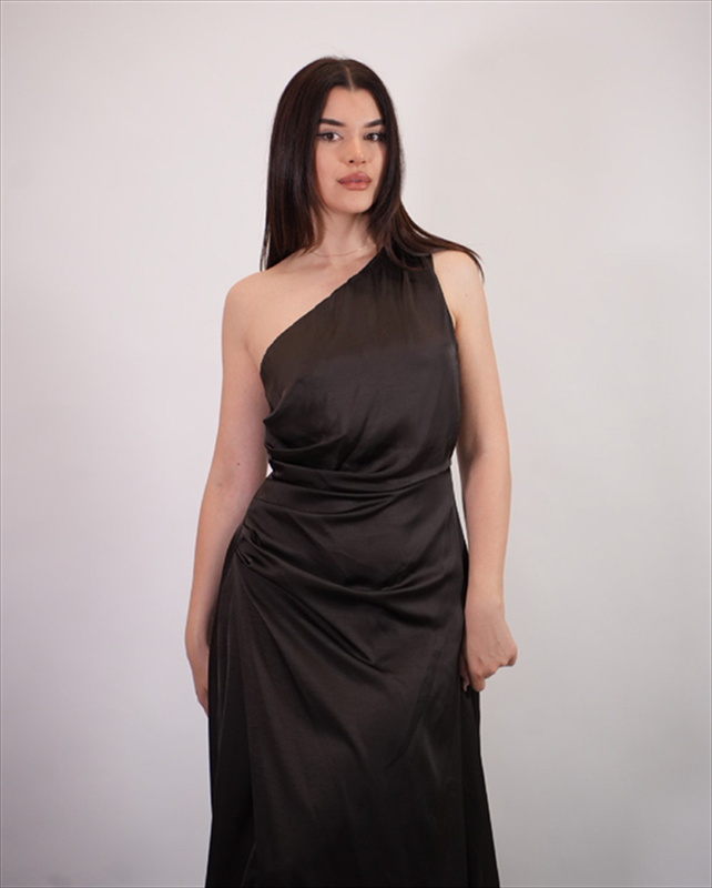 Satin onesleeve dress 6097-null