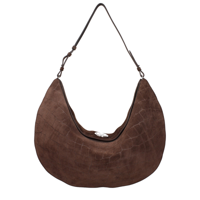 Brown leather shoulder bag, Brown, medium