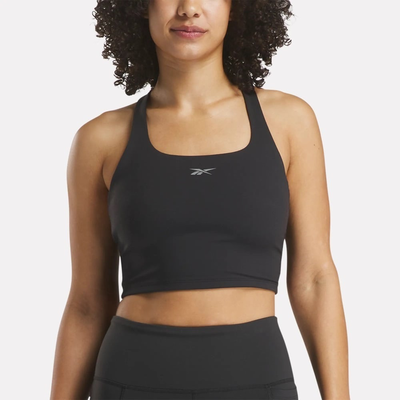 Reebok women's dropped lux tank, Black/black, medium