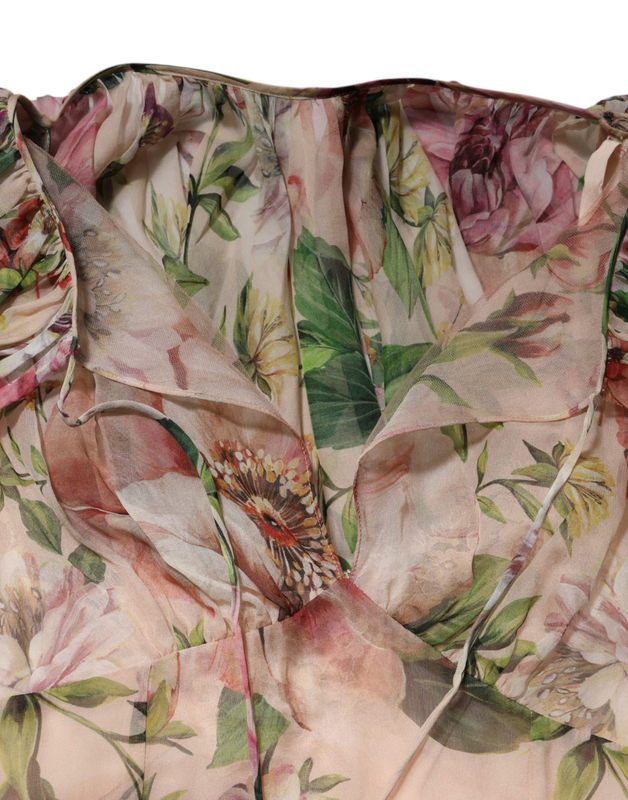 Multicolor floral silk layered maxi dress-null