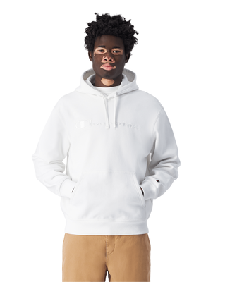 Champion men hooded sweatshirt, White, medium