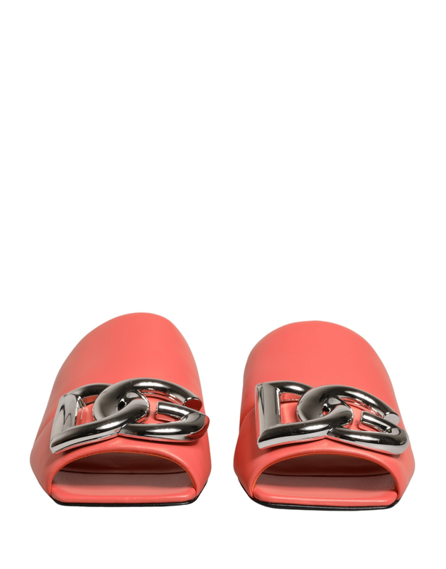 Orange dg logo leather flats sandals shoes-null