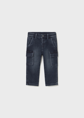 Soft denim cargo pants, Blue, medium