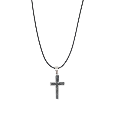Necklace cross modern - stainless steel - rope stainless steel, , medium
