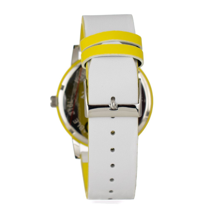 White leather dress watch-null