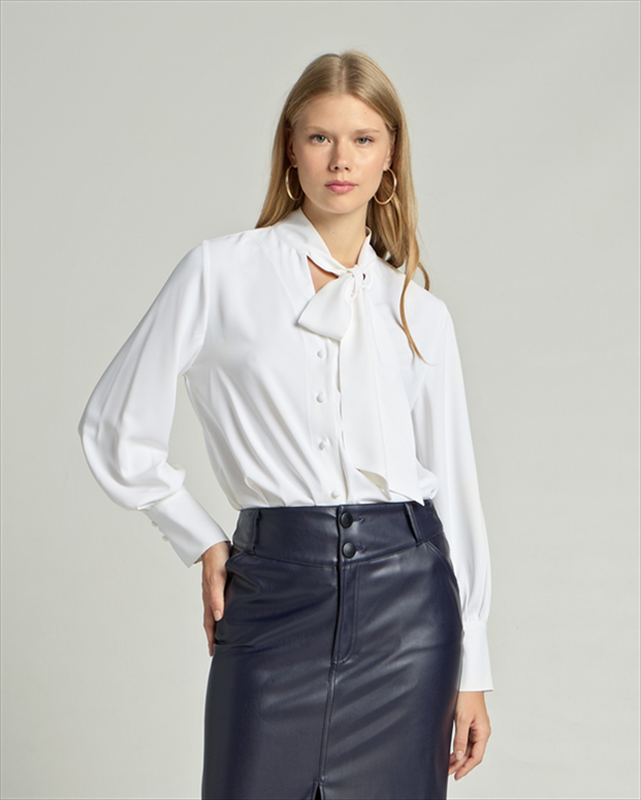 Shirt tie up neck image number null