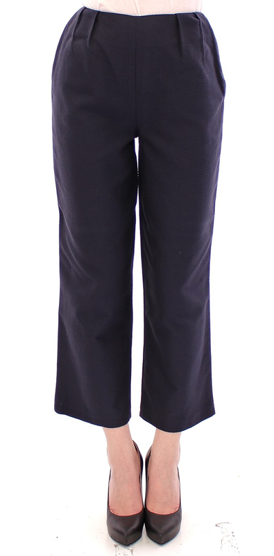 Blue cropped cotton pants-null