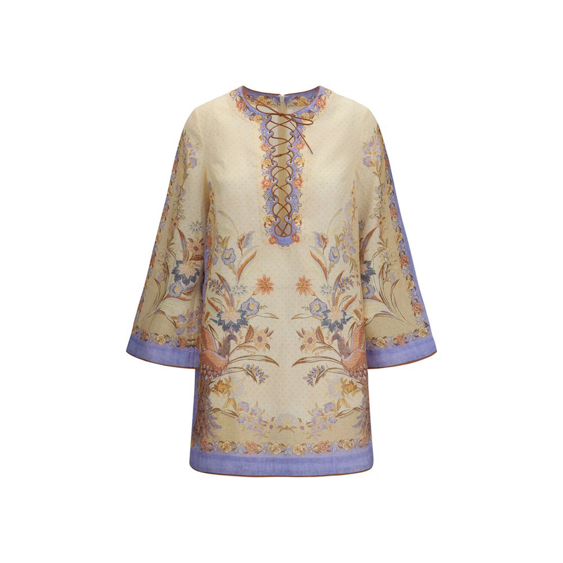 Multicolor linen casual dress-null