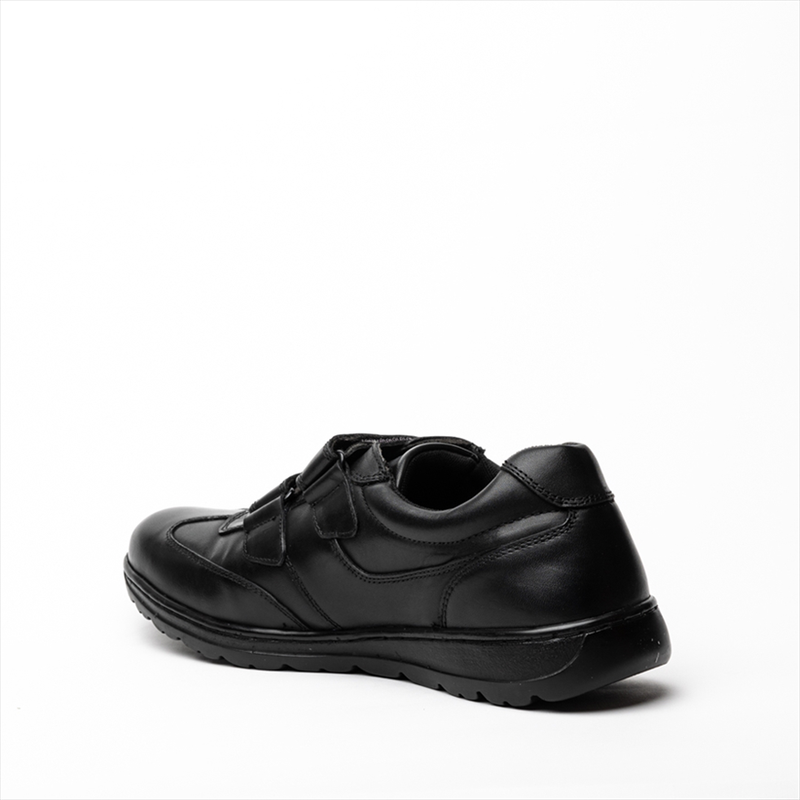 Boston flex black double velcro strap mens shoes-null