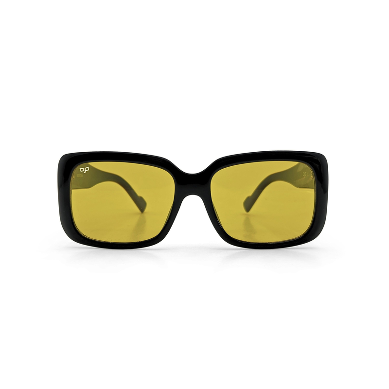 OJO sunglasses square shine black frame and temples with light yellow cat 1 polarised lenses rx image number null