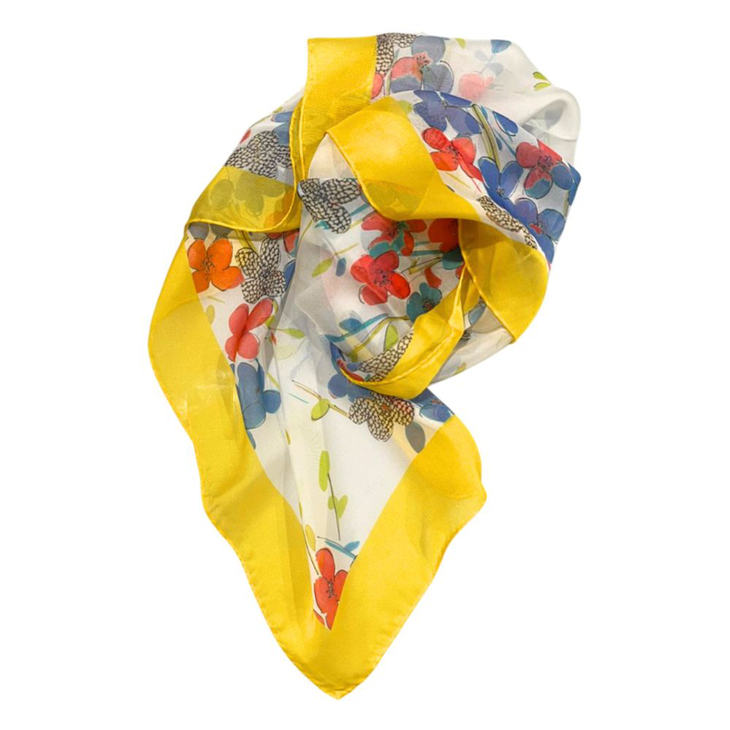 Yellow silk women scarf-null