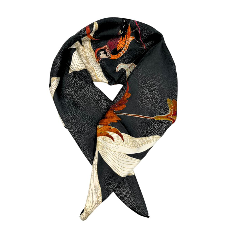 Black silk women scarf-null