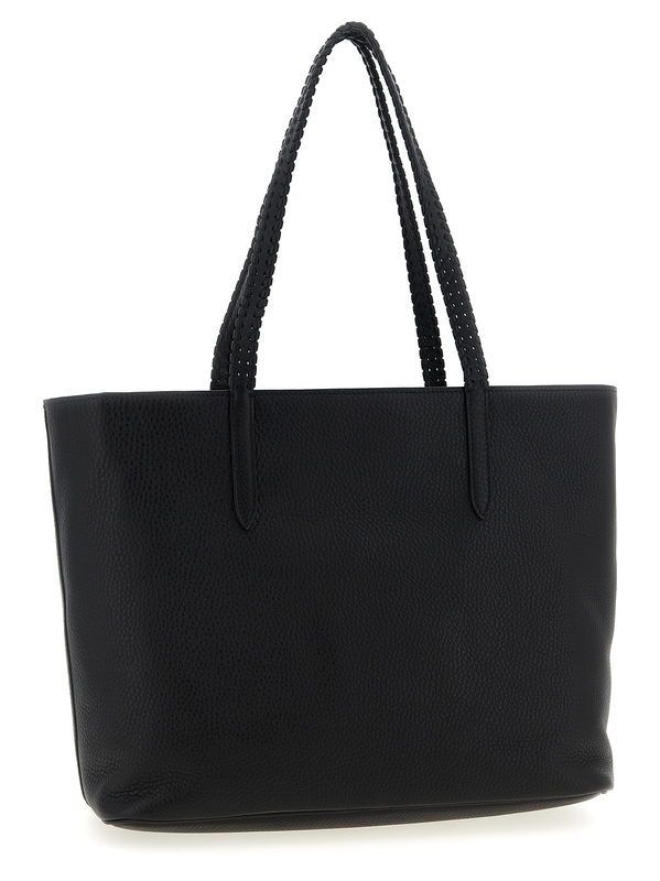 Black calfskin tote bag-null